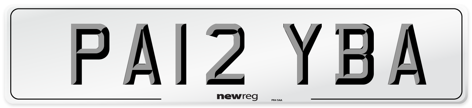 PA12 YBA Number Plate from New Reg